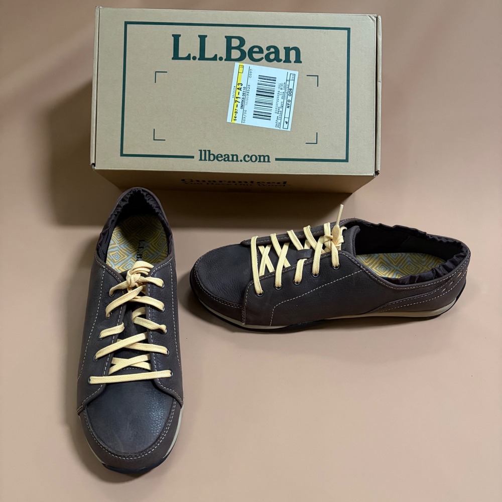 LL Bean Peaks Island Sport Shoe Coffee Bean Brown Leather Sneakers 11 M 282700